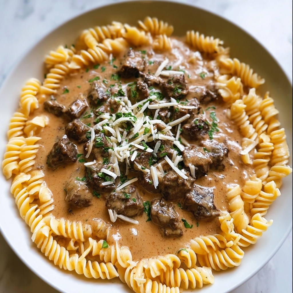 Slow Cooker Creamy Garlic Beef Pasta Recipe - Recipe Image