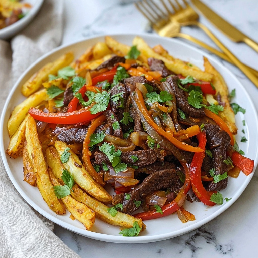 Peruvian Stir-Fried Beef with Fried Potatoes Recipe - Recipe Image