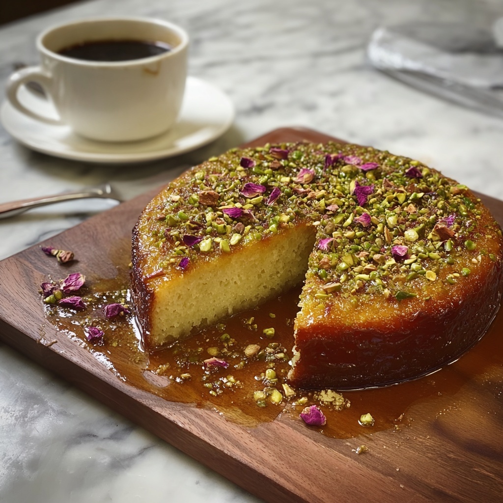 Pistachio and Rosewater Syrup Cake Recipe - Recipe Image