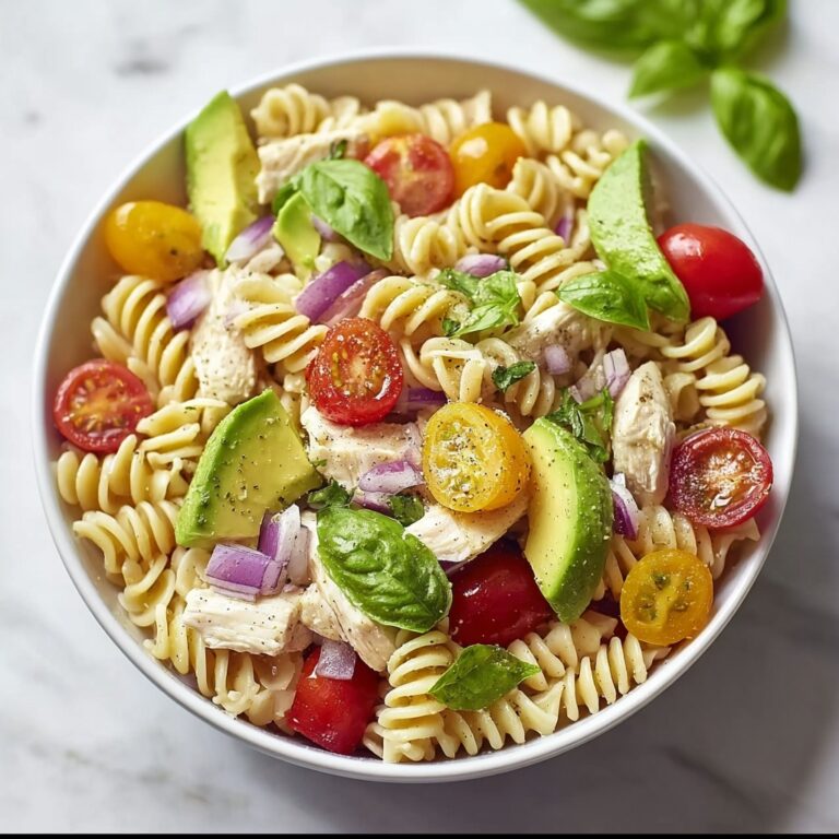 Healthy Chicken Pasta Salad with Avocado, Tomato Recipe
