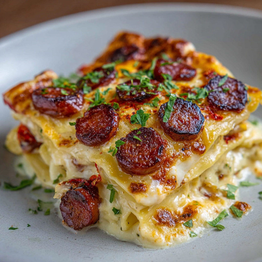 Crockpot Pierogi Casserole with Sausage Recipe - Recipe Image