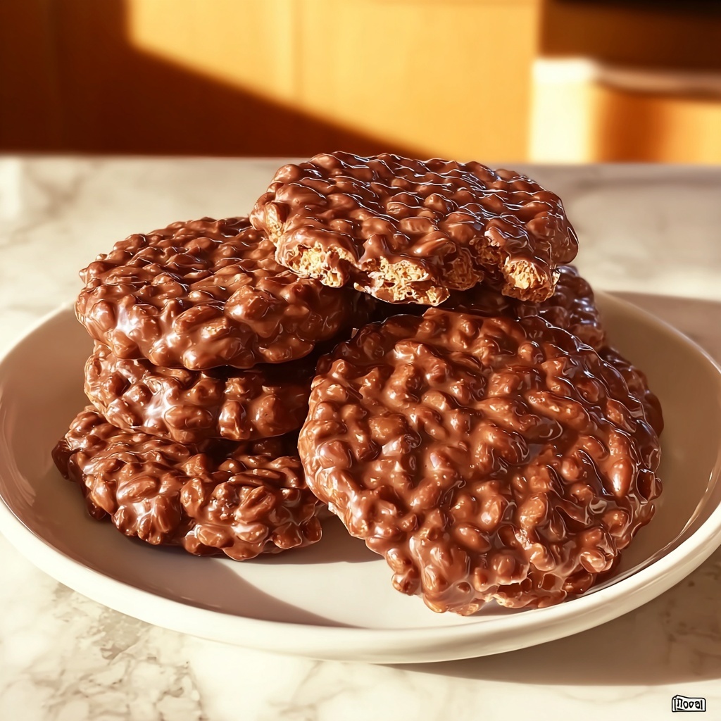 Easy No-Bake Chocolate Peanut Butter Cookies Recipe - Recipe Image