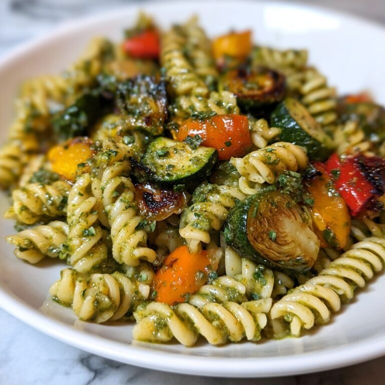 Autumn Harvest Pasta with Roasted Vegetables and Pesto Recipe