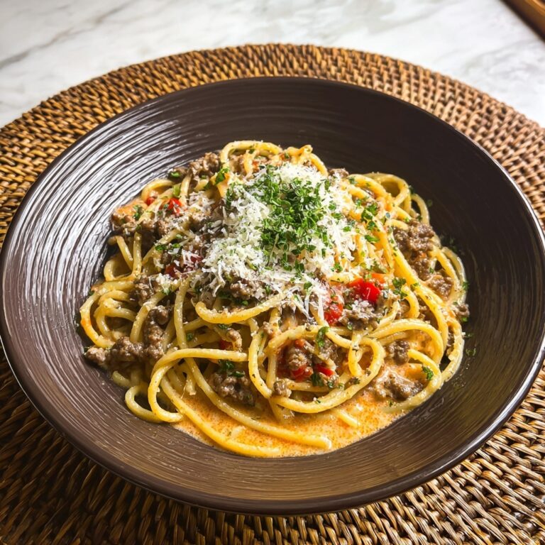 Beef Spaghetti in Creamy Three-Cheese Parmesan Sauce Recipe